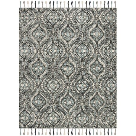 Safavieh 8 x 10 ft. Suzani Hand Hooked Large Rectangle Area Rug, Grey and Light Blue SZN206A-8